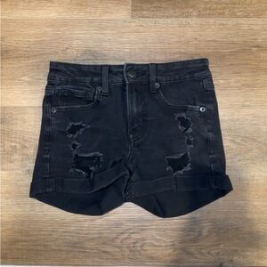 Aeropostale Black Distressed Jean Shorts